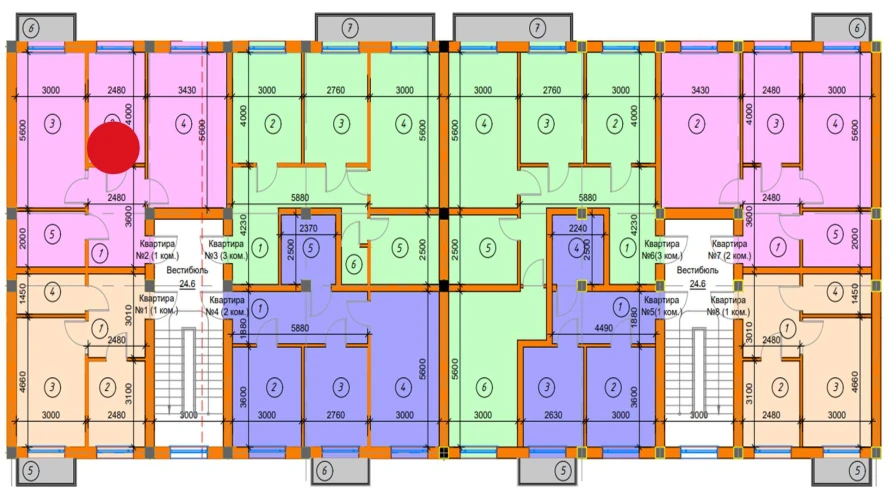 1-xonali xonadon 60.85 m²  2/2 qavat