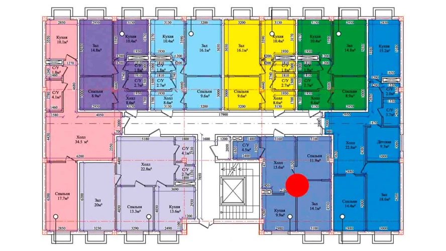 2-комнатная квартира 57.9 м²  1/1 этаж