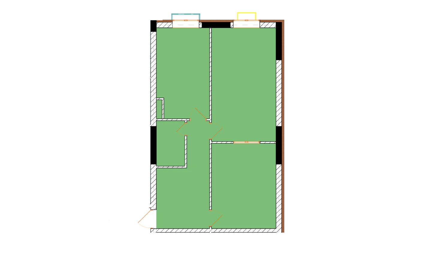 2-комнатная квартира 66.8 м²  2/2 этаж