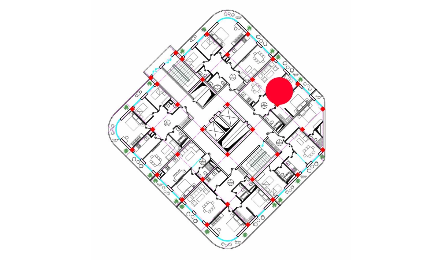 2-комнатная квартира 61.3 м²  22/22 этаж