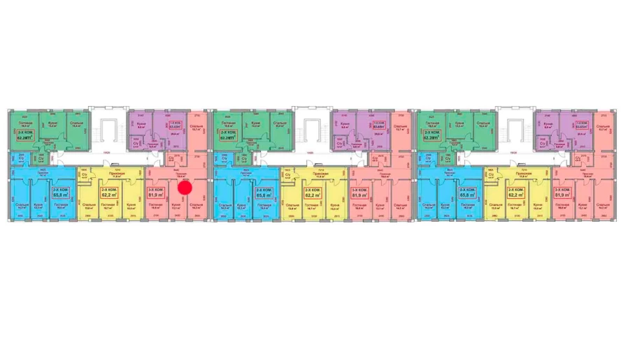 3-комнатная квартира 81.9 м²  3/3 этаж