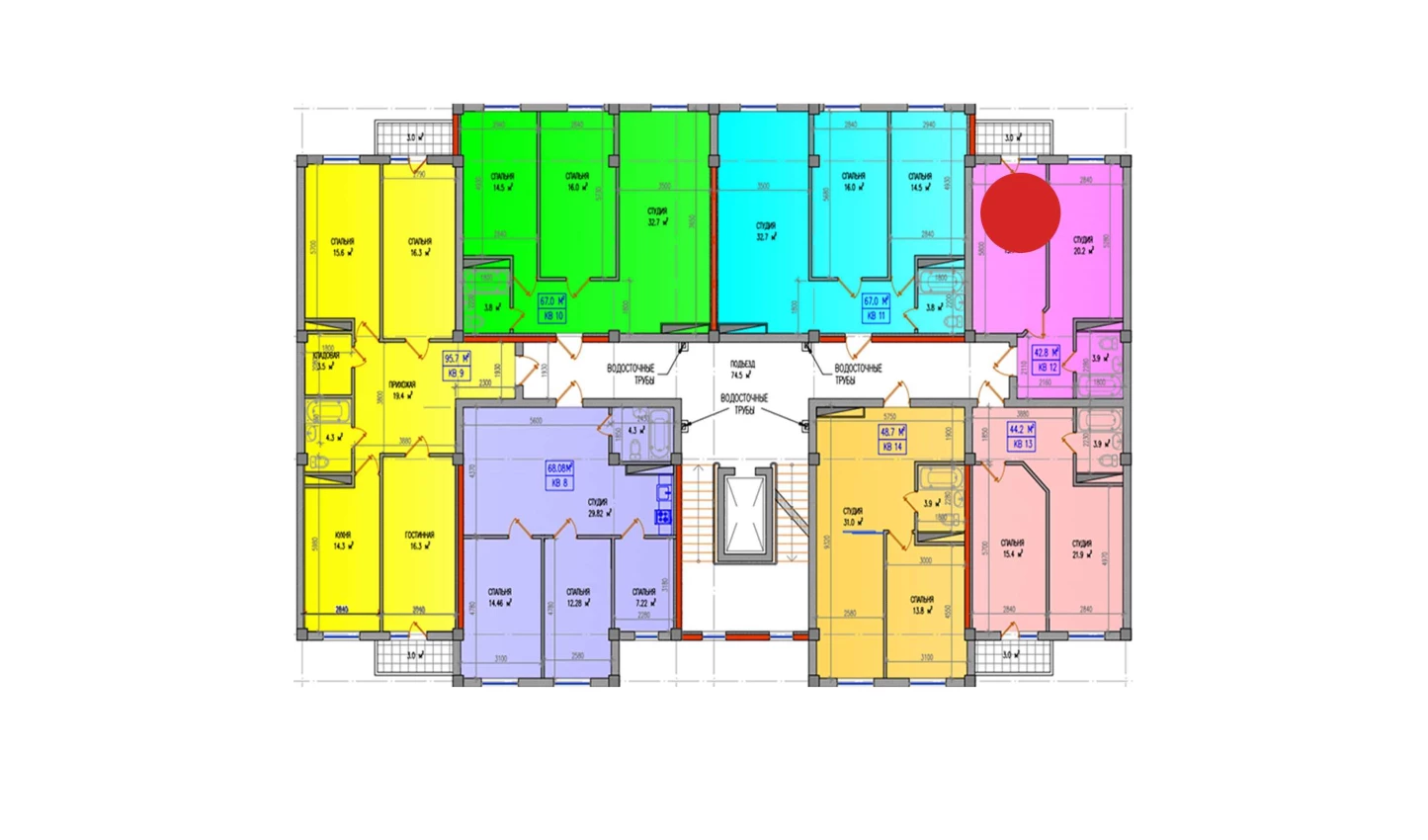 3-комнатная квартира 42.8 м²  2/2 этаж