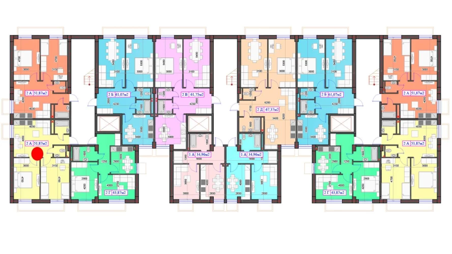 2-комнатная квартира 51.87 м²  0/0 этаж