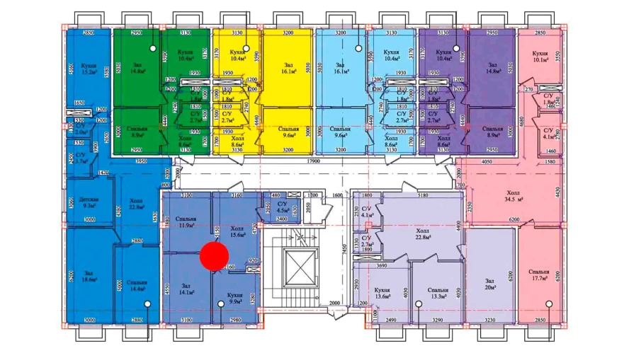 2-комнатная квартира 57.9 м²  1/1 этаж