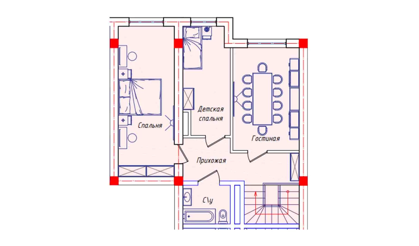 3-комнатная квартира 64.7 м²  8/8 этаж