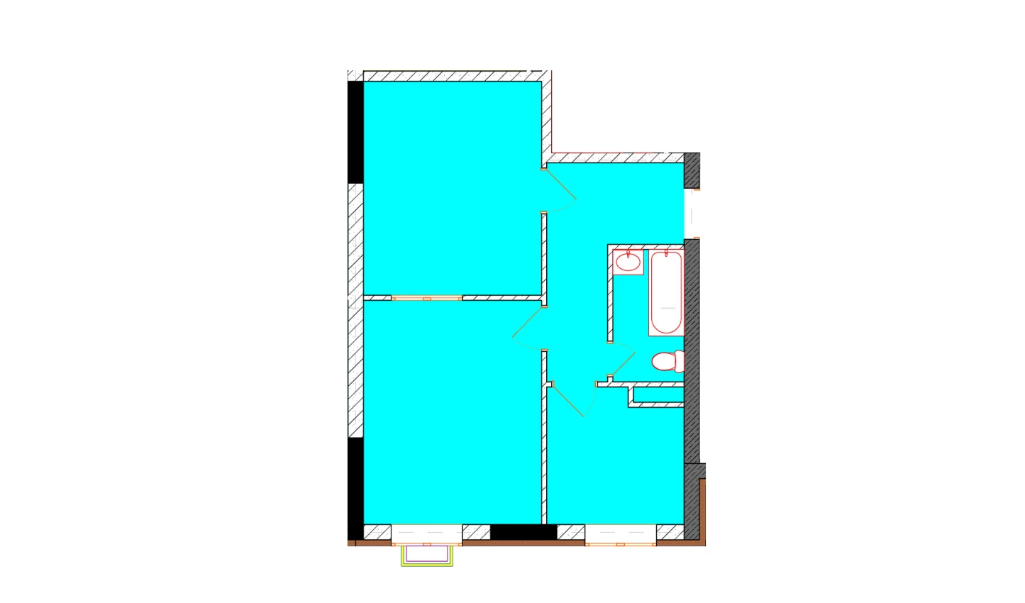 2-xonali xonadon 50 m²  1/1 qavat