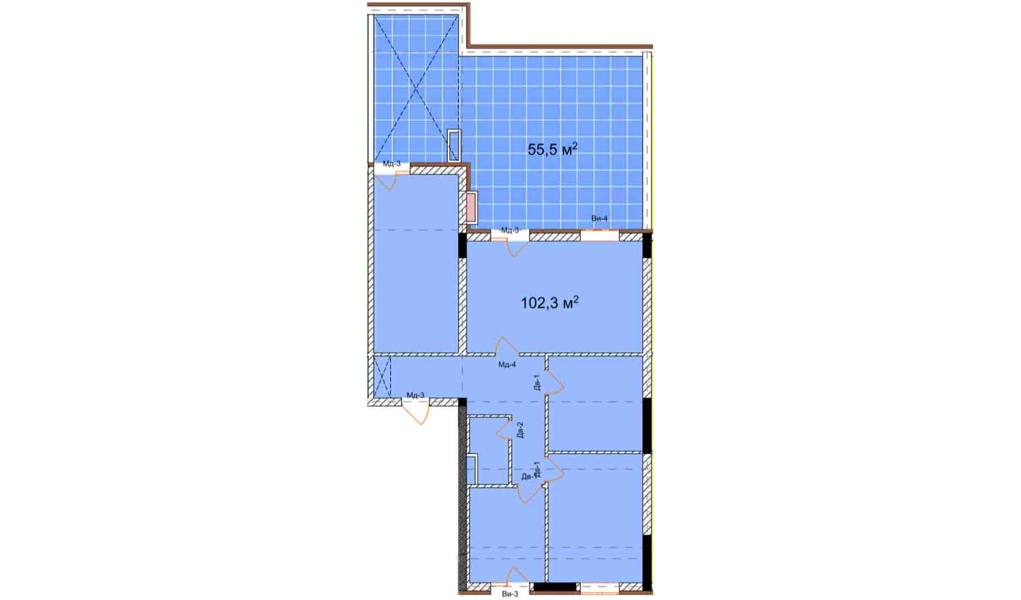 4-комнатная квартира 102.3 м²  13/13 этаж