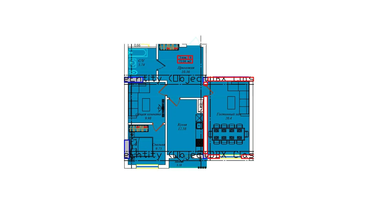 3-комнатная квартира 76.11 м²  1/1 этаж