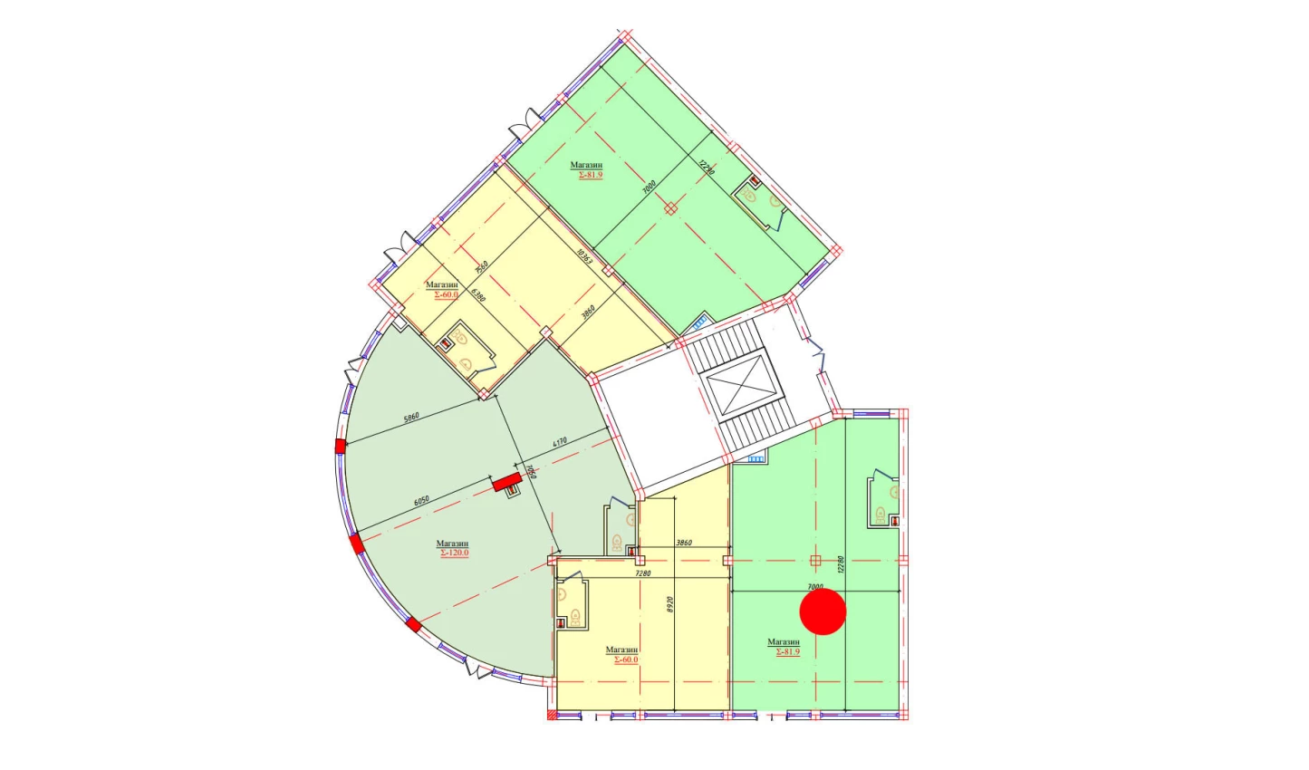 1-xonali xonadon 81.9 m²  1/1 qavat