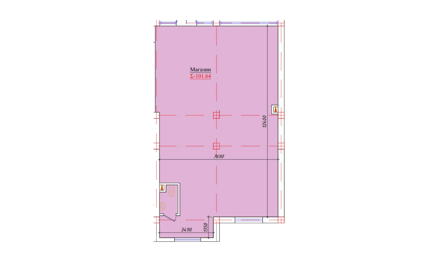 1-xonali xonadon 101.64 m²  1/1 qavat