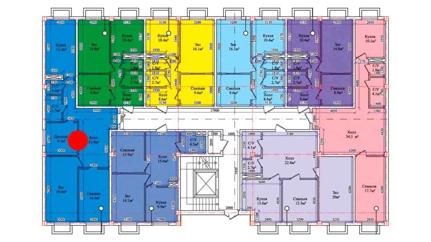 3-комнатная квартира 88.9 м²  1/1 этаж