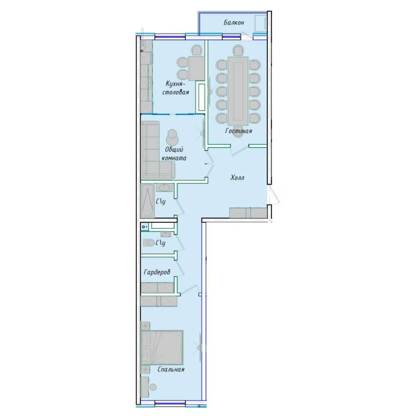 3-xonali xonadon 80.47 m²  11/12 qavat | SERGELI CITY Turar-joy majmuasi