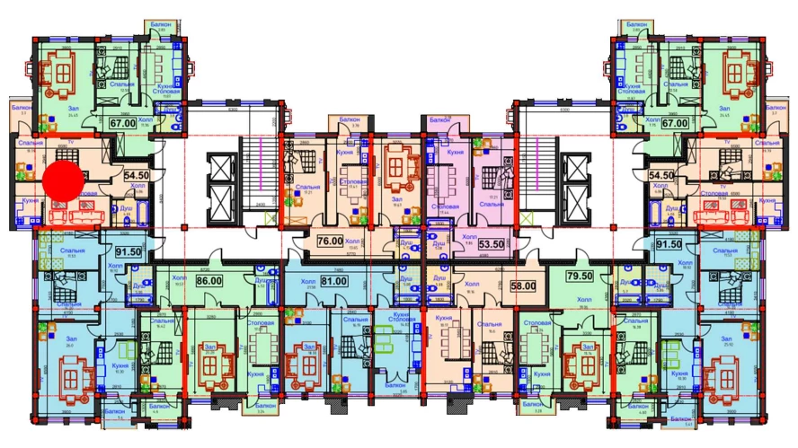 1-xonali xonadon 54.5 m²  10/10 qavat