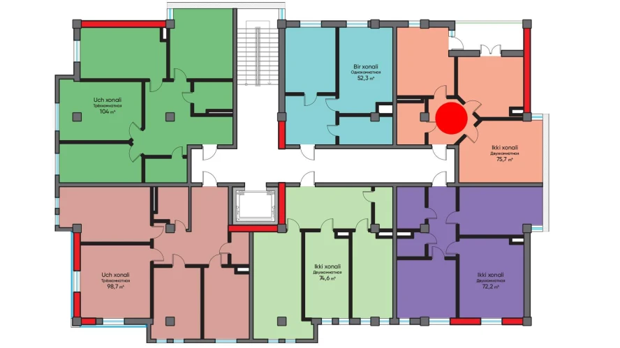 2-комнатная квартира 75.7 м²  9/9 этаж