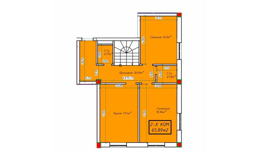 2-комнатная квартира 131.78 м²  1/4 этаж | Жилой комплекс SABZAVOT CITY