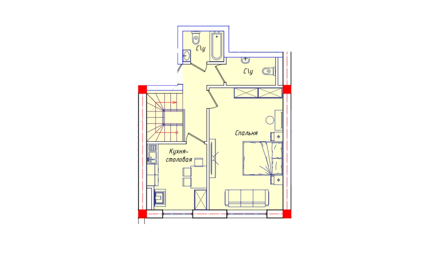 2-комнатная квартира 116.8 м²  1/1 этаж