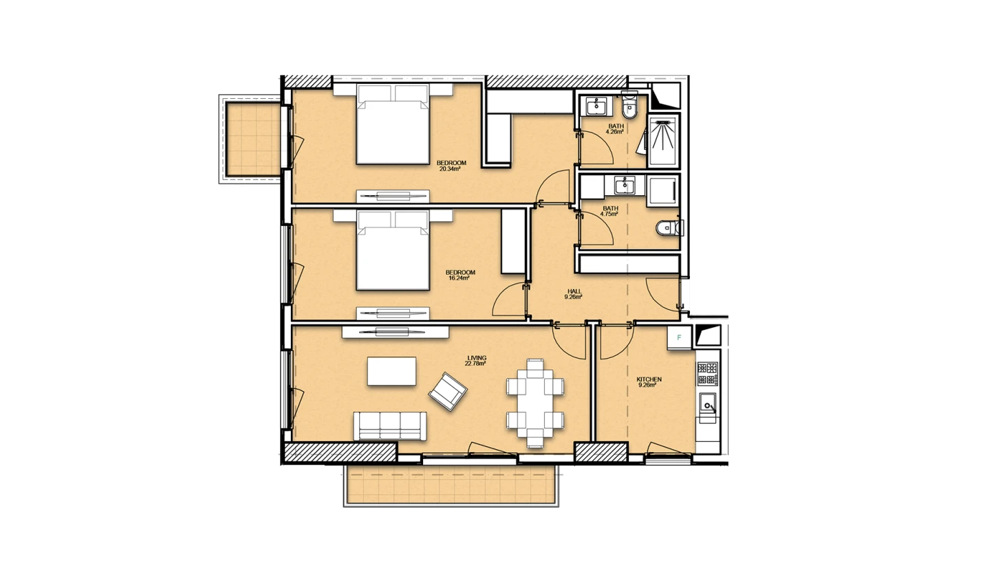 3-комнатная квартира 96.27 м²  17/17 этаж