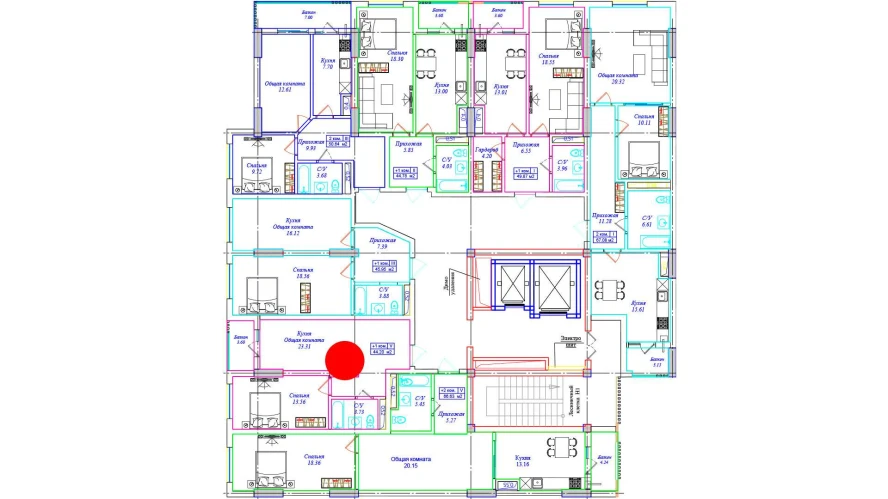 1-комнатная квартира 44.2 м²  16/16 этаж