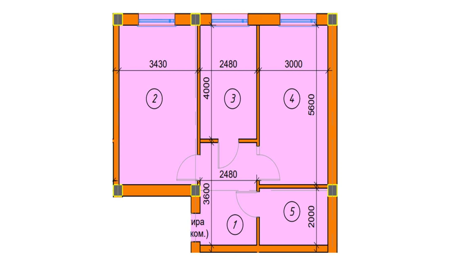 2-xonali xonadon 60.85 m²  1/1 qavat