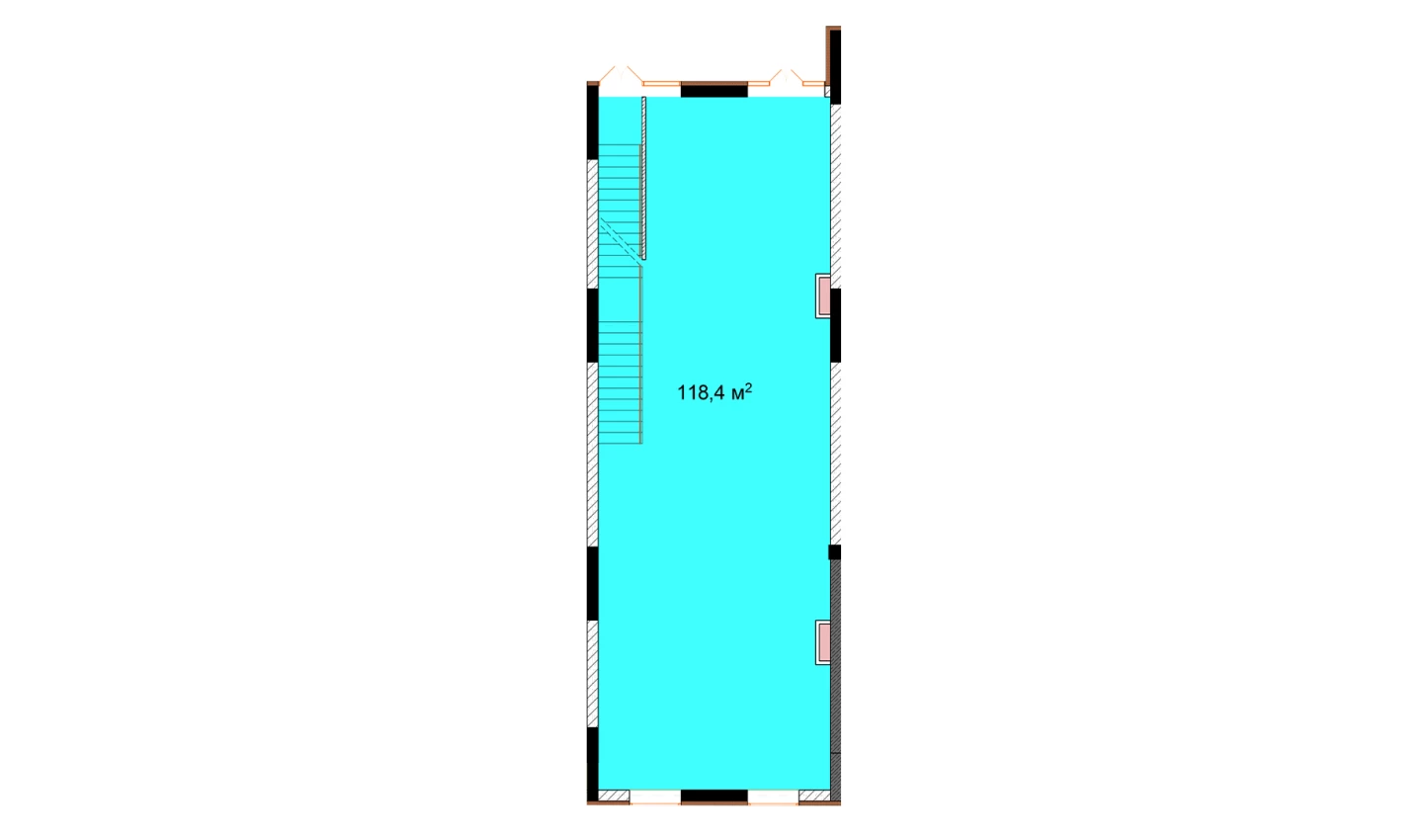 1-комнатная квартира 118.4 м²  1/1 этаж