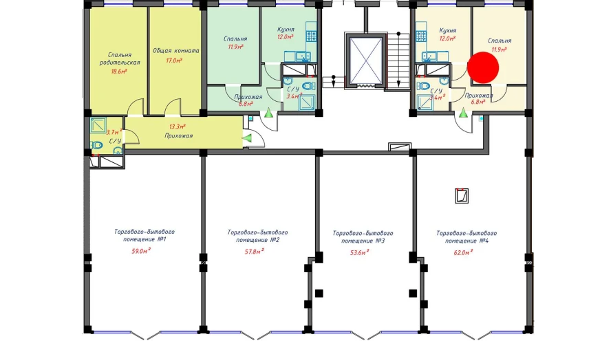 1-комнатная квартира 34.1 м²  0/0 этаж