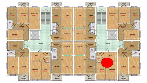 1-xonali xonadon 41.5 m²  3/6 qavat | MBG Turar-joy majmuasi