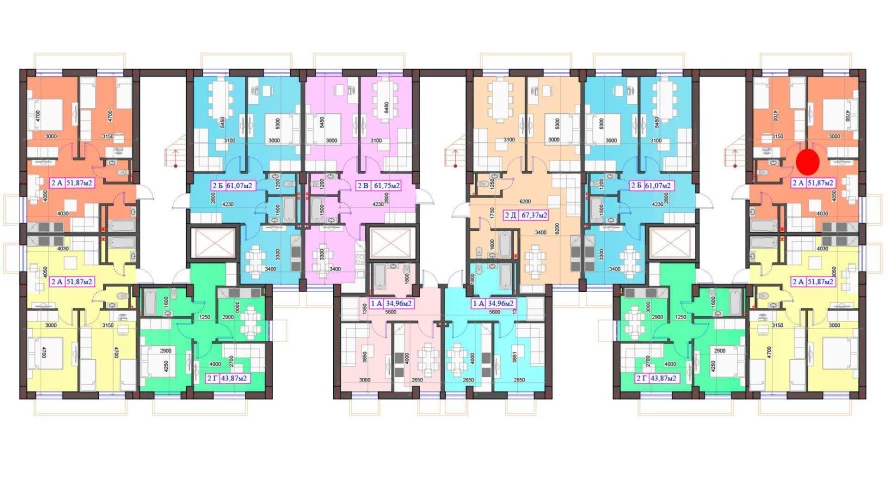 2-комнатная квартира 51.87 м²  0/0 этаж