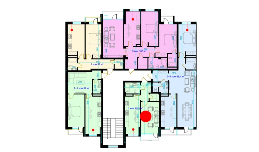 1-комнатная квартира 48.4 м²  1/1 этаж