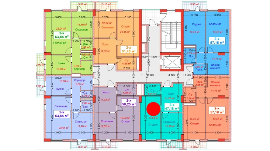 2-комнатная квартира 47.18 м²  8/8 этаж