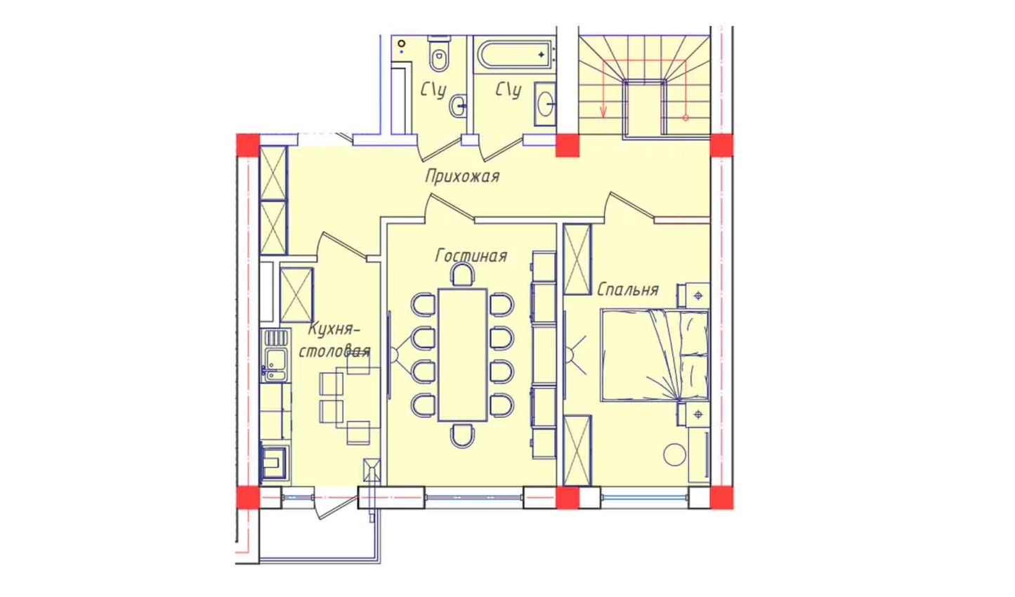 5-xonali xonadon 122.72 m²  7/7 qavat