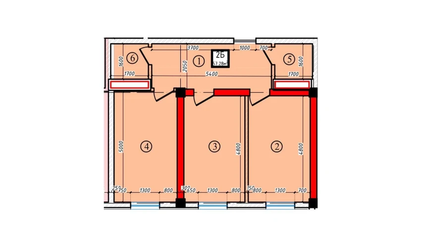 2-xonali xonadon 57.28 m²  2/10 qavat | Ko'kcha-Oqtepa Turar-joy majmuasi