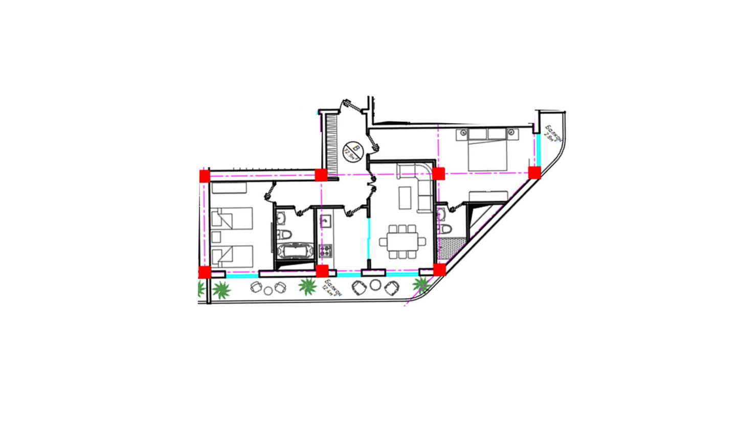 3-xonali xonadon 72.9 m²  18/18 qavat