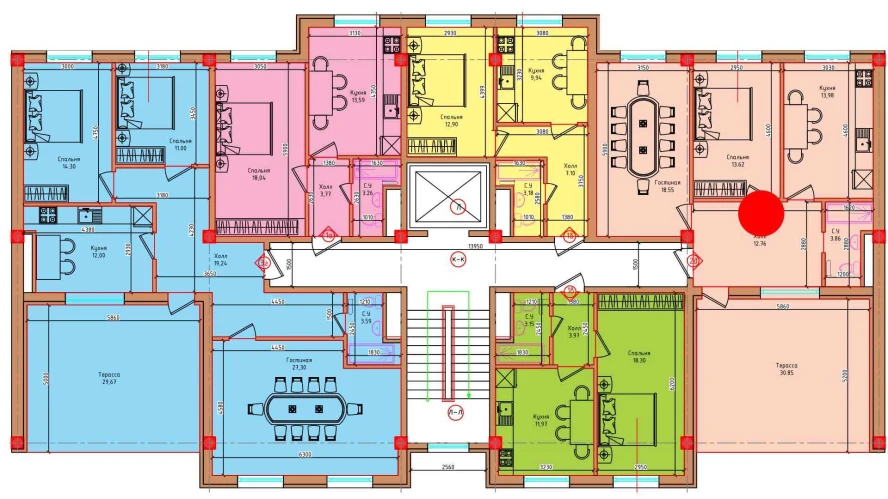 2-xonali xonadon 93.62 m²  8/8 qavat