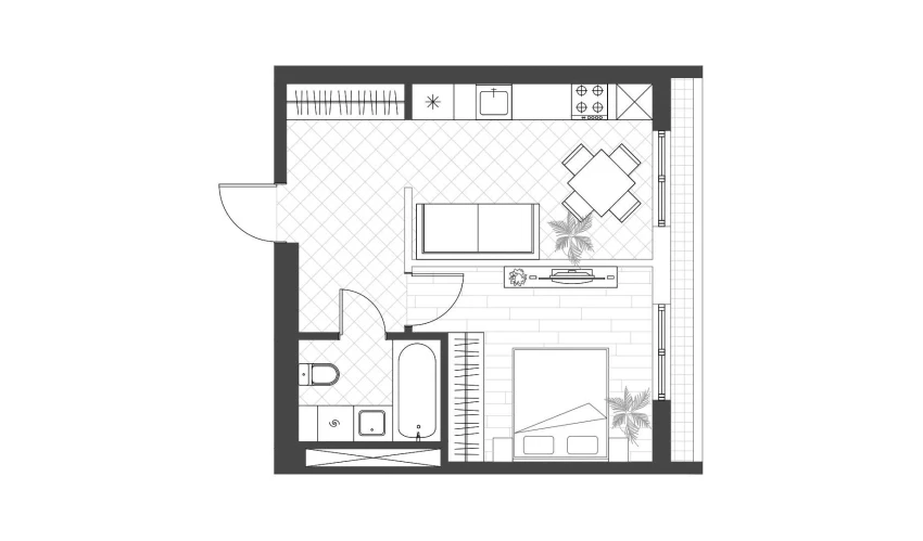 1-комнатная квартира 35 м²  12/12 этаж