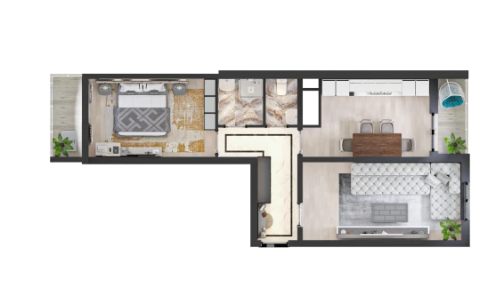 2-комнатная квартира 62.5 м²  3/16 этаж | Жилой комплекс TRINITY