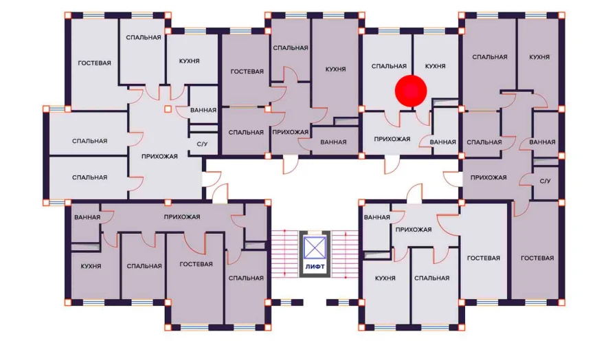 1-комнатная квартира 45 м²  2/2 этаж