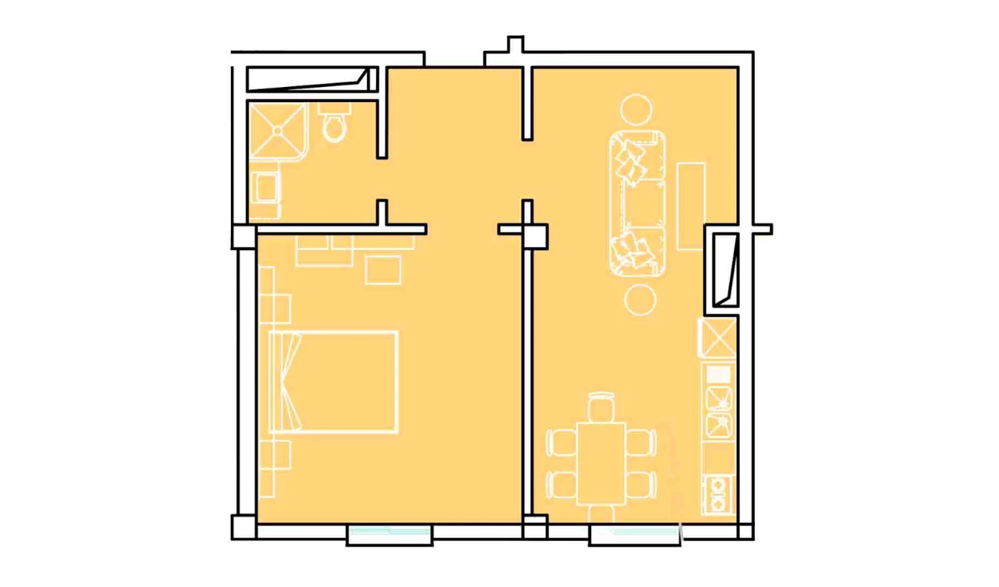 3-xonali xonadon 58.25 m²  1/1 qavat