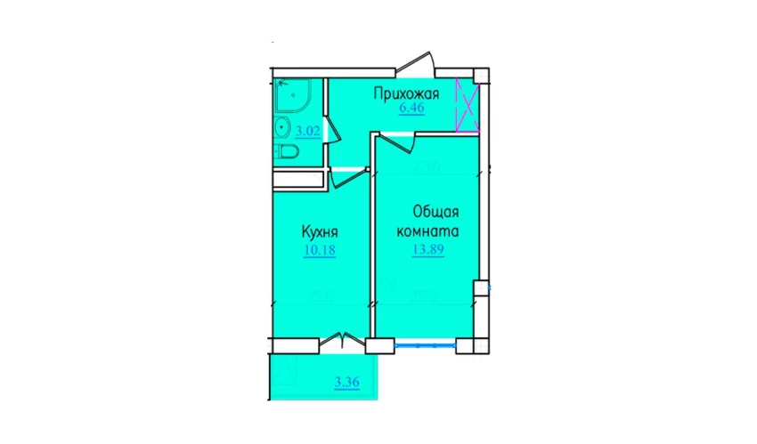 1-комнатная квартира 36.91 м²  2/9 этаж | Жилой комплекс PROVANS