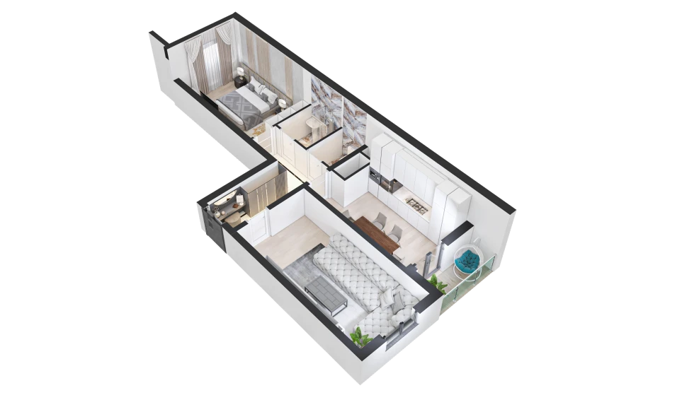 2-комн. квартира 62.5 м²  3/16 этаж | Жилой комплекс TRINITY