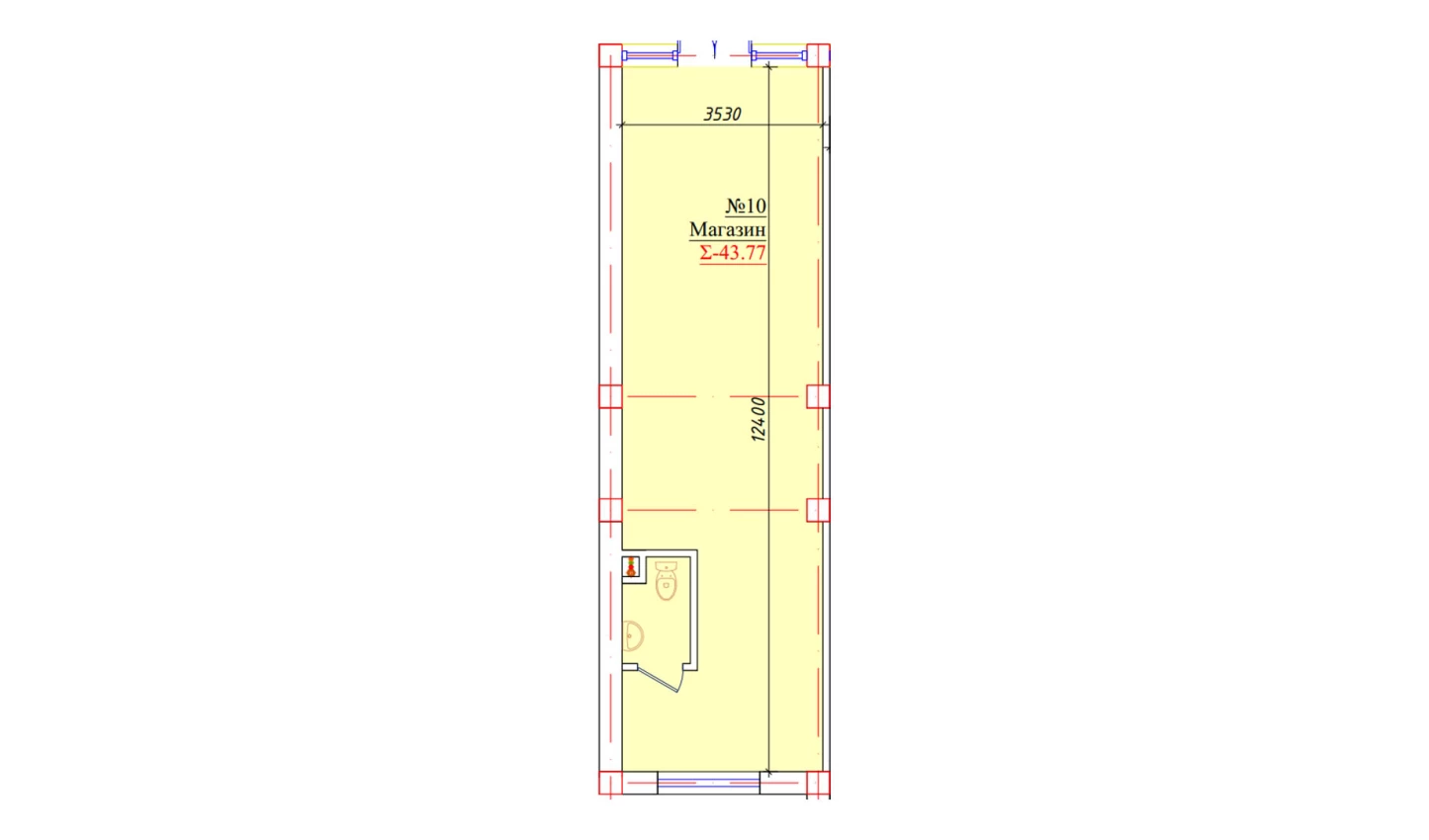 1-комнатная квартира 43.77 м²  1/1 этаж