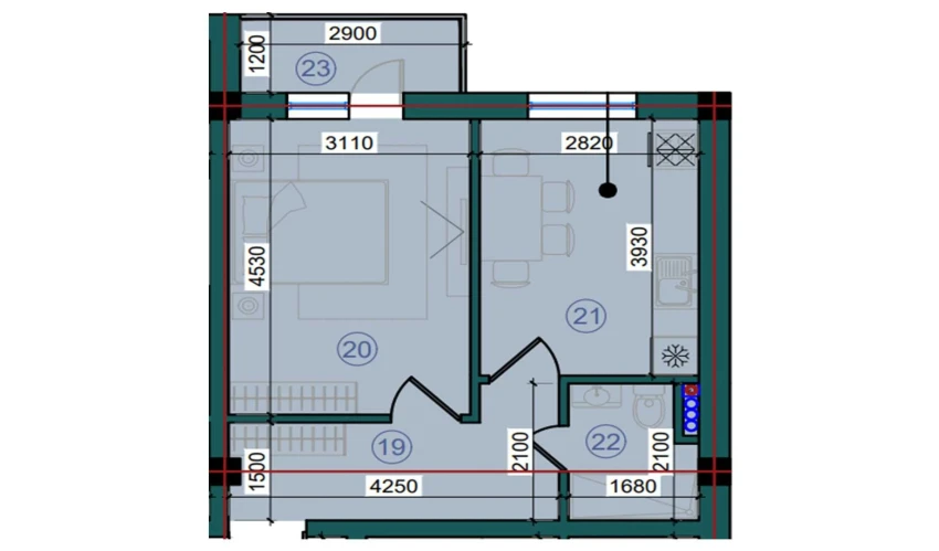 2-xonali xonadon 77.4 m²  7/7 qavat | Bristol Turar-joy majmuasi