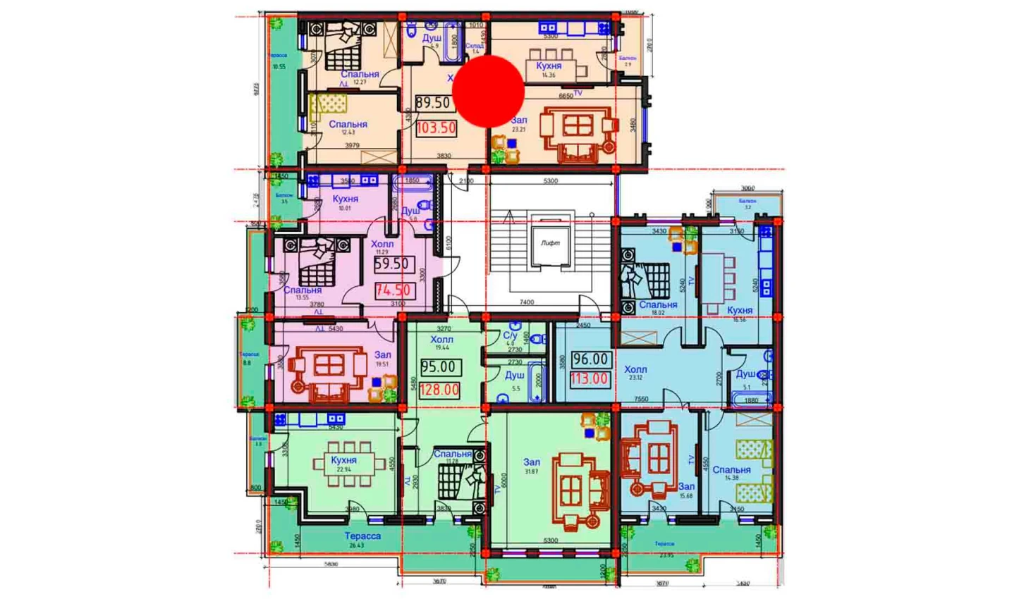 3-комнатная квартира 103.5 м²  8/8 этаж