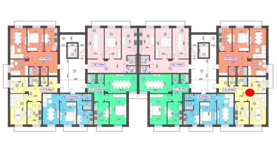 2-комнатная квартира 58 м²  0/0 этаж