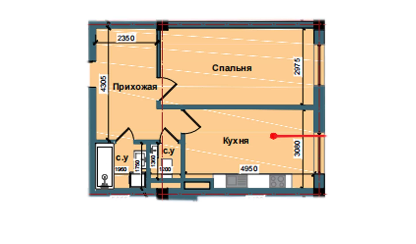 1-комнатная квартира 51.5 м²  2/2 этаж