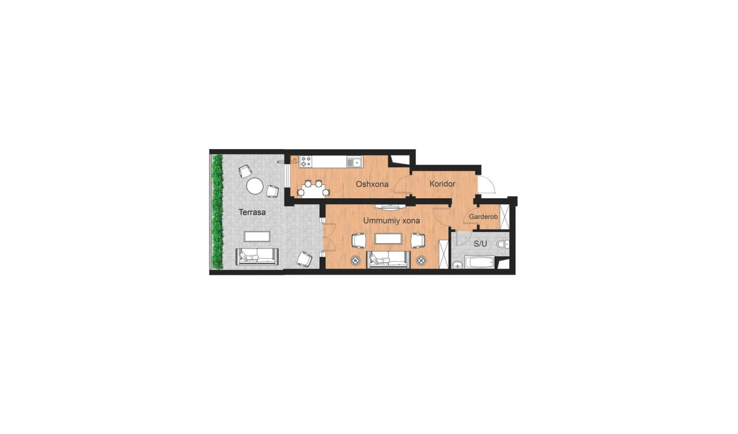 1-комнатная квартира 46.1 м²  3/3 этаж