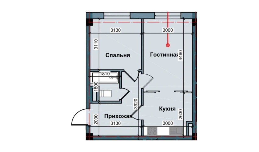 2-xonali xonadon 48 m²  2/9 qavat | NUR BARAKA Turar-joy majmuasi