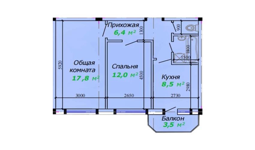 2-комнатная квартира 60.2 м²  2/7 этаж | Жилой комплекс Bunyodkor