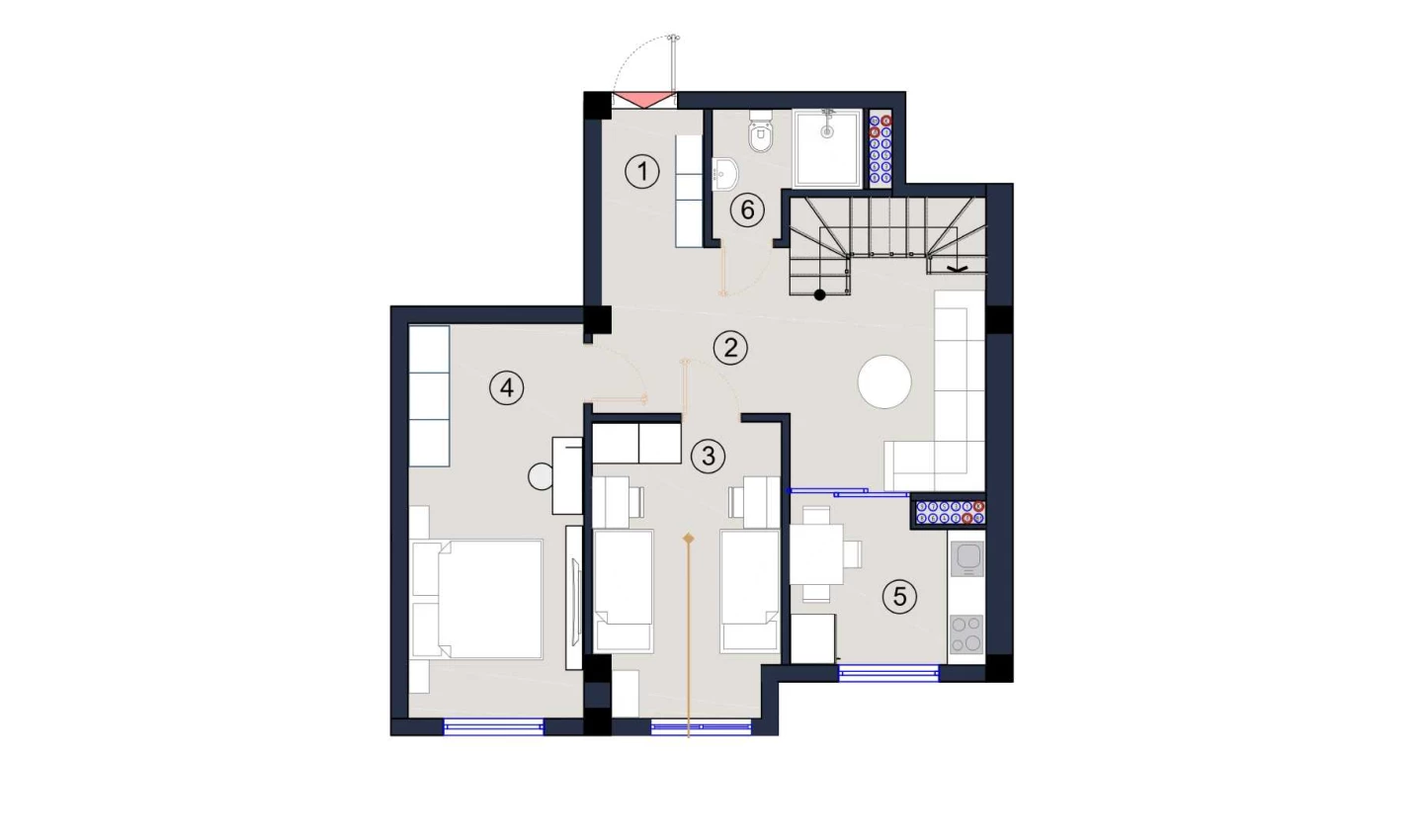 2-комнатная квартира 64.5 м²  1/1 этаж