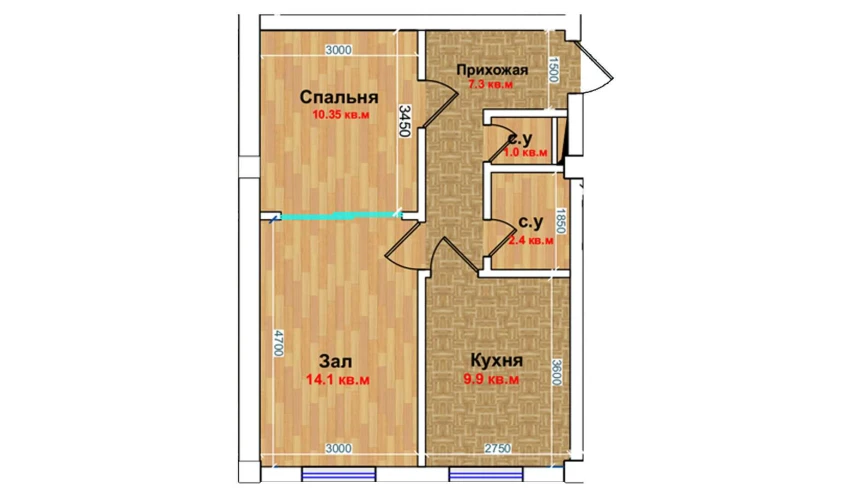 2-xonali xonadon 90.1 m²  1/6 qavat | MBG Turar-joy majmuasi