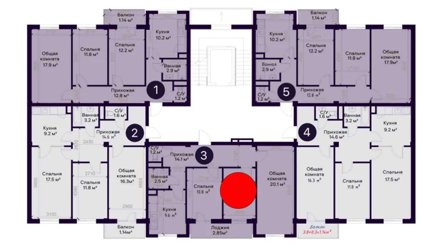 3-комнатная квартира 71 м²  4/4 этаж